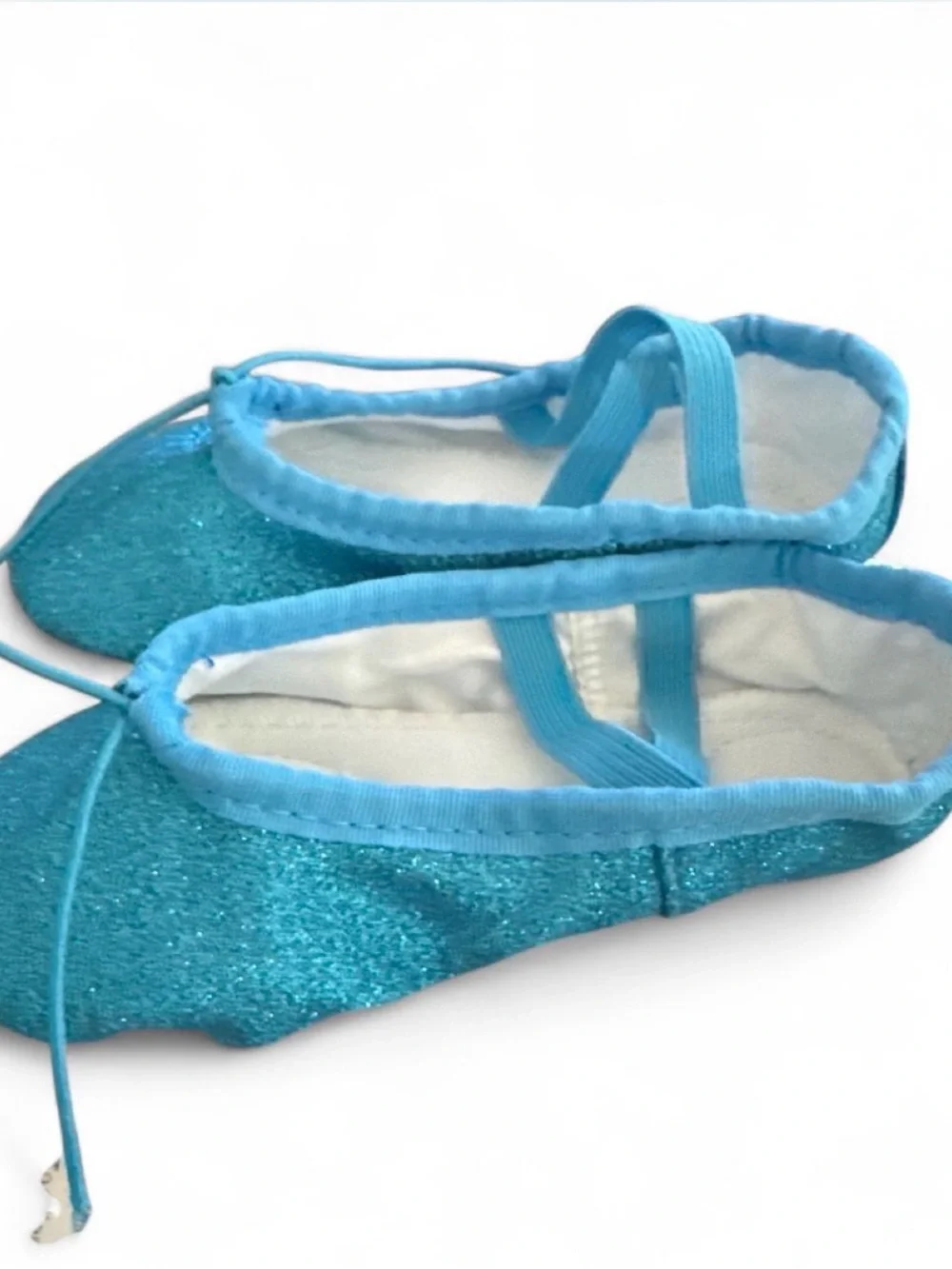 Kids Glitter Ballet Flats with Elastic Strap - Teal